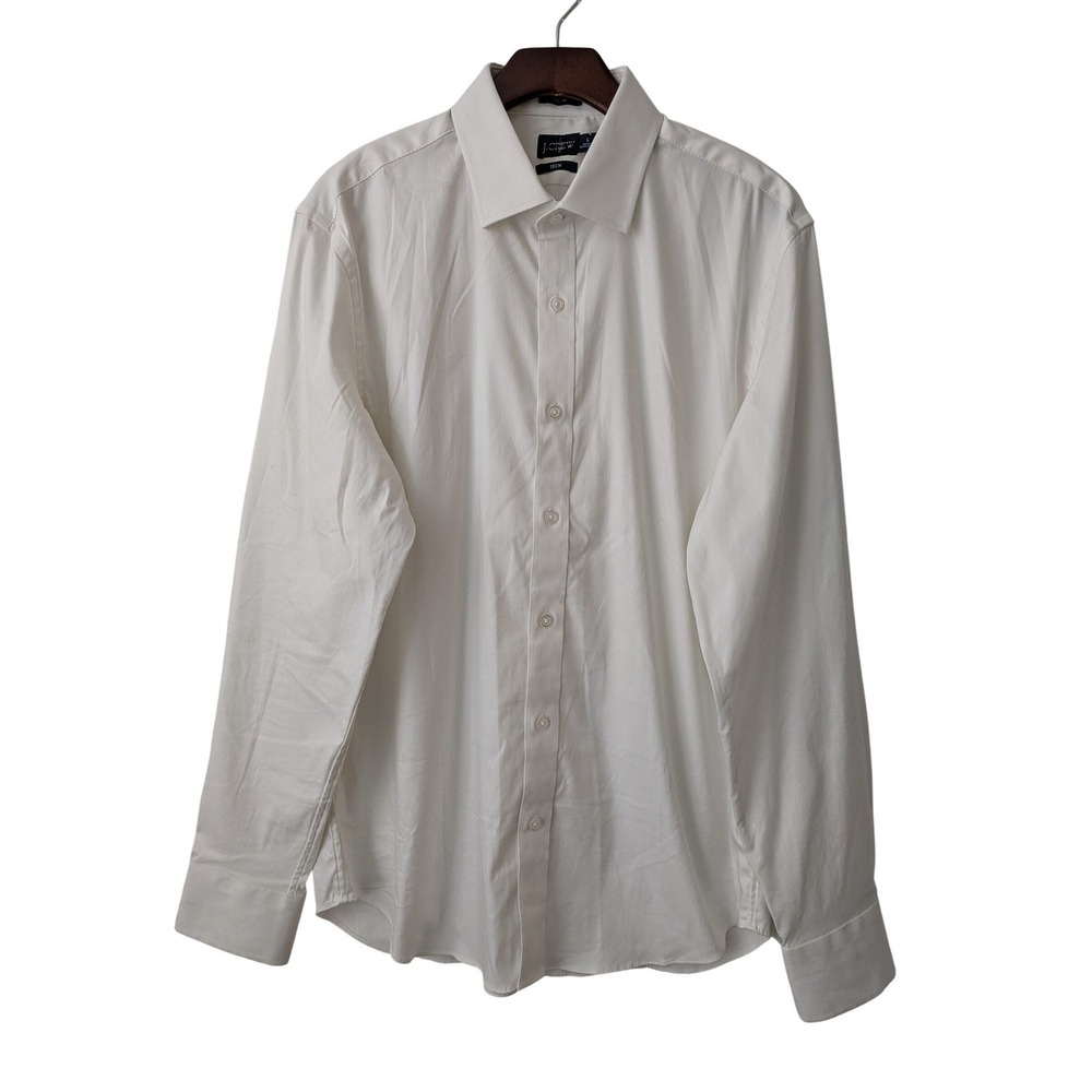 J. Crew Slim Bowery Performance Stretch Dress Shirt Size L White NWT $98 CA351‎